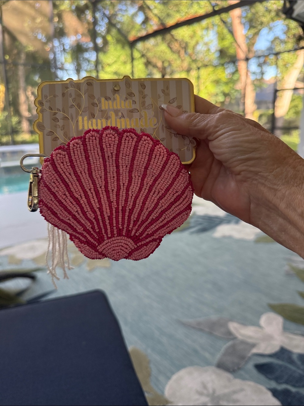 Handmade Pink Shell Coin Pouch - Women Bags
